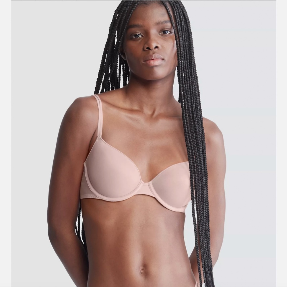 NWT / Calvin Klein Sheer Marquisette Spacer Demi Bra/ Subdued